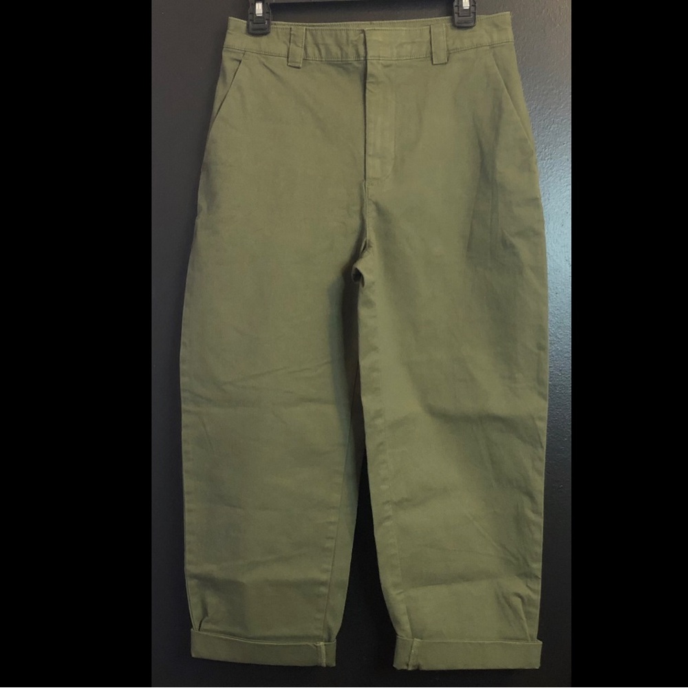 GAP Barrel Leg High-Rise Olive Green Pants - Picture 2 of 5